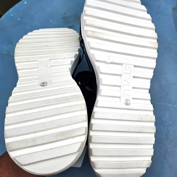 Stylus Black Platform Sandals Size 9 - Picture 15 of 16